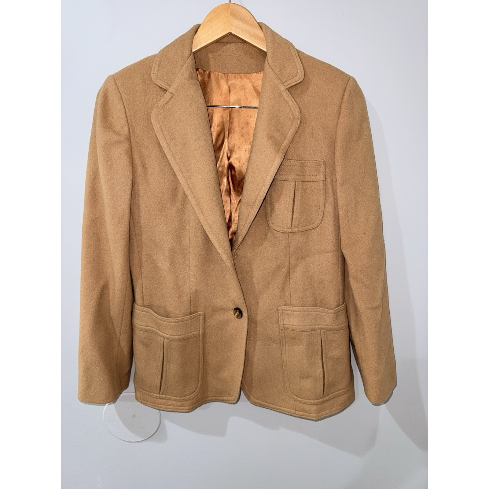 Vintage Schuster Camapile Jacket Blazer Womens 18 Fine Wool Camel Hair Tan 50s